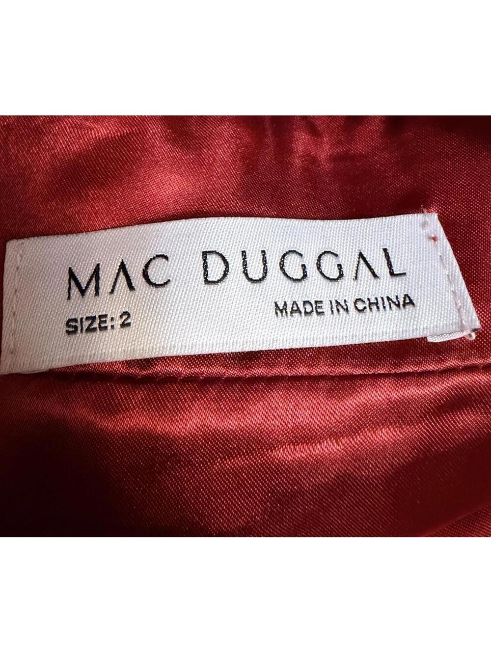 New Mac Duggal EMBELLISHED BUTTERFLY SLEEVE VELVET HEM MIDI DRESS Burgundy Sz 2 - Picture 8 of 9